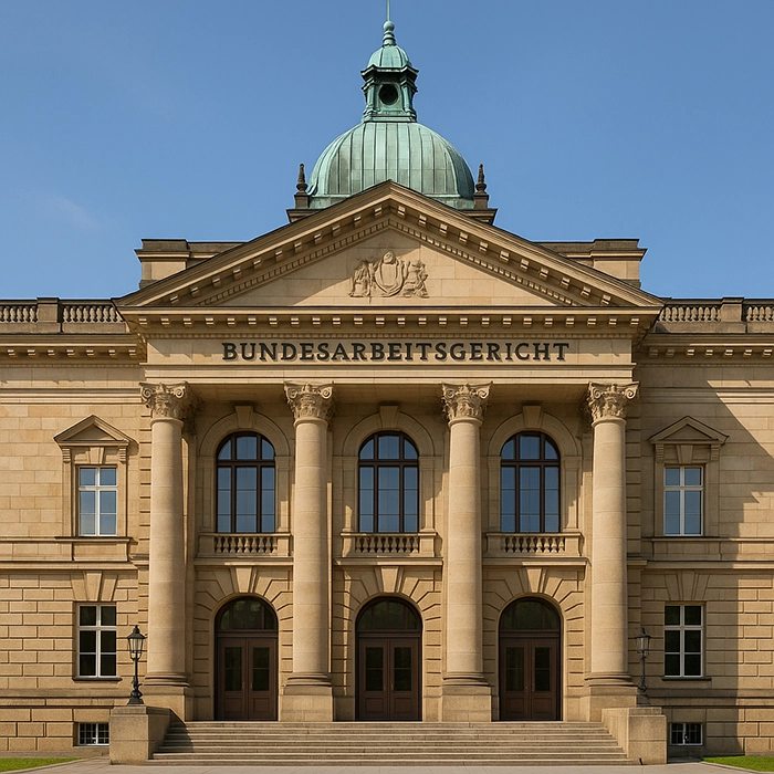 Das Gebäude der Bundesarbeitsgerichtes ist bei Sonnenschein zu sehen.