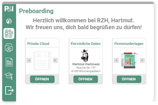 Zusätzlich bietet das HR-Management-Tool von P und I ein Preboarding-Modul, um das Onboarding früher, digitaler und effizienter zu gestalten.